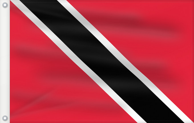 Bandera, con dos ojales metálicos y lado del asta reforzado: Trinidad and Tobago	Trinité-et-Tobago	Trinidad y Tobago	Trinidad und Tobago	Trinidad e Tobago	Trinidad en Tobago	Trindade e Tobago	Trynidadu i Tobago	Trinidad a Tobago	Trinidad og Tobagos	Trinidado kaj Tobago	Trinidadi ja Tobago lipp	Tríonóide agus Tobága