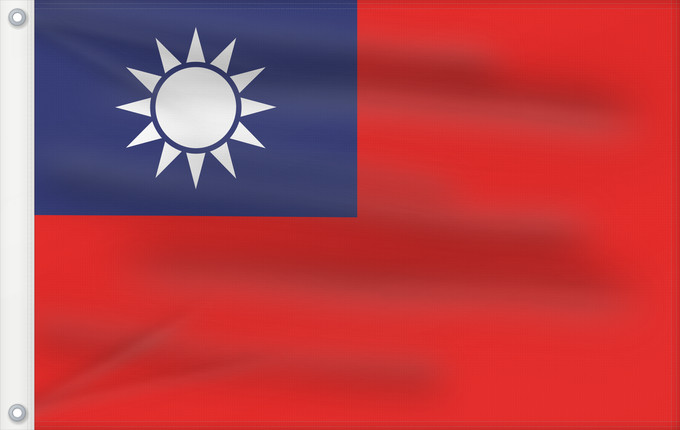 Bandera, con dos ojales metálicos y lado del asta reforzado: Republic of China	Republic of China  Taiwan	République de Chine	República de China	Republik China  Taiwan	Repubblica di Cina	Republiek China	República da China	Republiki Chińskiej	Lýðveldi Postaulín Flagg	علم جمهورية الصين الوطنية	ཀྲུང་ཧྭ་དམངས་ཁབ དང་ལྕོག	