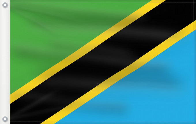 Flag, with two metal eyelets and reinforced hoist: Tanzania	Tanzania, United Republic of	Tanzanie	Tansania, Vereinigte Republik