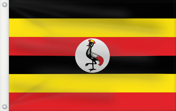 Bandera, con dos ojales metálicos y lado del asta reforzado: Uganda	L Uganda Uganda	Dell Uganda	Ugandy	Ugando	דגל אוגנדה	Ugandos	Ugandei	Ugande	Uganda Uganda