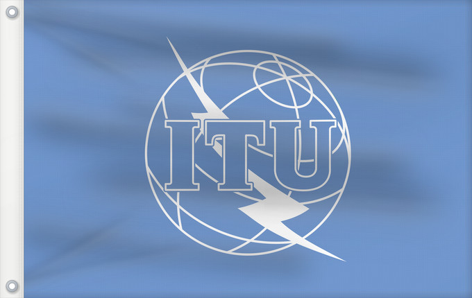 Flag, with two metal eyelets and reinforced hoist: ITU