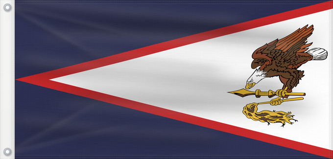 Bandera, con dos ojales metálicos y lado del asta reforzado: American Samoa