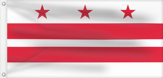 Flag, with two metal eyelets and reinforced hoist: Washington, D.C District of Columbia District de Columbia Distrito de Columbia Districts of Columbia Distretto di Columbia Distrito de Colúmbia Флаг округа Колумбия