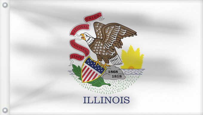 Bandiera, con due occhielli metallici e lato dell'asta rinforzato: Illinois