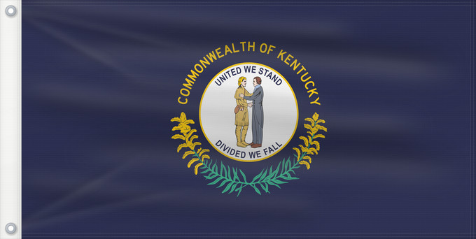 Flag, with two metal eyelets and reinforced hoist: Kentucky ᎬᏅᏓᎩ ᎦᏓᏘ Ka hae Kenekuke Kentukiae Kentákii Hahoodzo bidah naatʼaʼí Флаг Кентукки Američke savezne države Kentucky