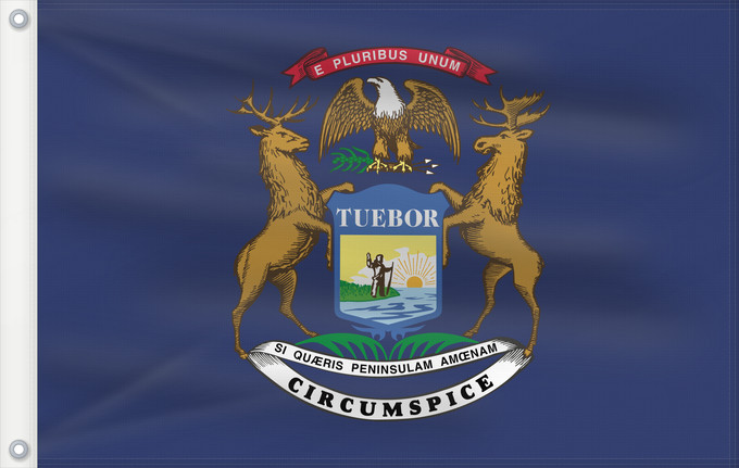 Bandera, con dos ojales metálicos y lado del asta reforzado: Michigan