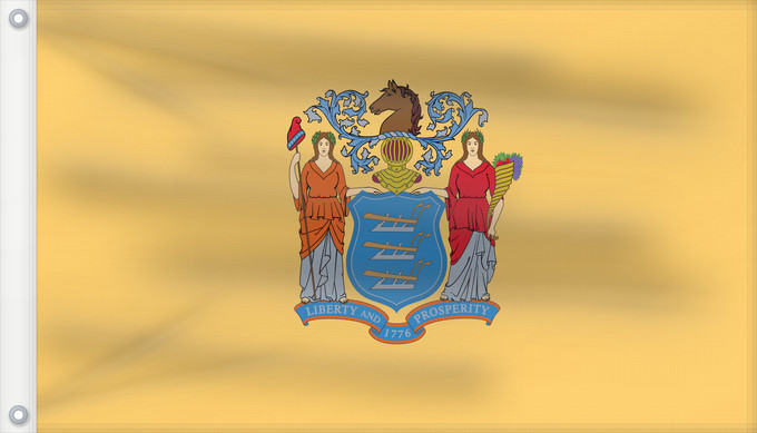 Bandera, con dos ojales metálicos y lado del asta reforzado: New Jersey 'État du New Jersey Nueva Jersey