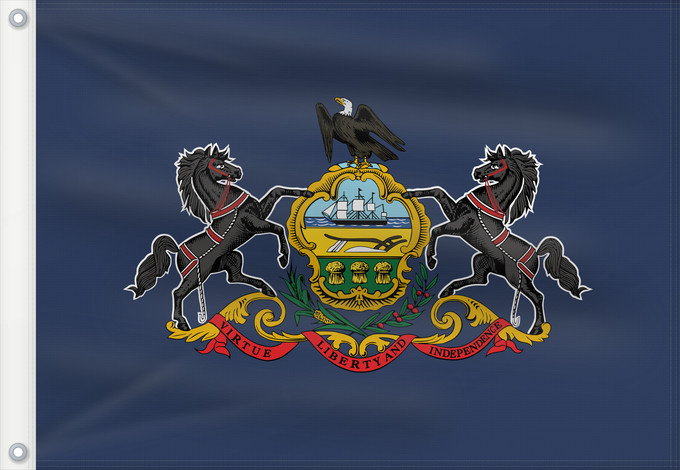 Drapeau, avec deux œillets métalliques et guindant renforcé : Pennsylvania	Pennsylvanie	Pensilvania	Pennsylvanien	ᎤᎩᏓᎵᏱ ᎦᏓᏘ	Ka hae Penekelewinia	ペンシルベニア州の旗 中文：​賓夕法尼亞州州旗	Pennsilvaniae	Pénsówéíniyah Hahoodzo bidah naatʼaʼí	Pennsilfaani	Флаг Пенсильвании	Američke savezne države Pennsylvanie	Pennsylvanias	​賓夕法尼亞州州旗