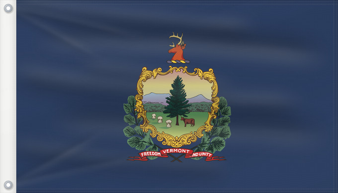 Bandera, con dos ojales metálicos y lado del asta reforzado: Vermont Vermont ᏣᏩᎦ ᎦᏓᏘ Ka hae Welemoneka Vermontis Bimááʼ Hahoodzo bidah naatʼaʼí Флаг Вермонта Američke savezne države Vermont