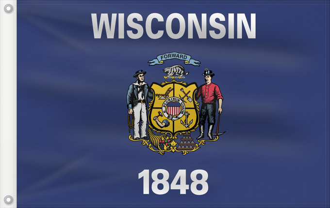 Flag, with two metal eyelets and reinforced hoist: Wisconsin