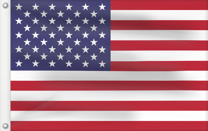 Flag, with two metal eyelets and reinforced hoist: United States	États-Unis	Estados Unidos	Vereinigte Staaten von Amerika	Stati Uniti