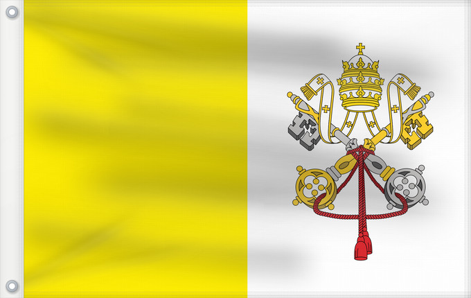 Drapeau, avec deux œillets métalliques et guindant renforcé : Vatican City  2023–present	Vatican City State	Vatican (Saint-Siège)	Ciudad del Vaticano	Vatikanstadt	Città del Vaticano
