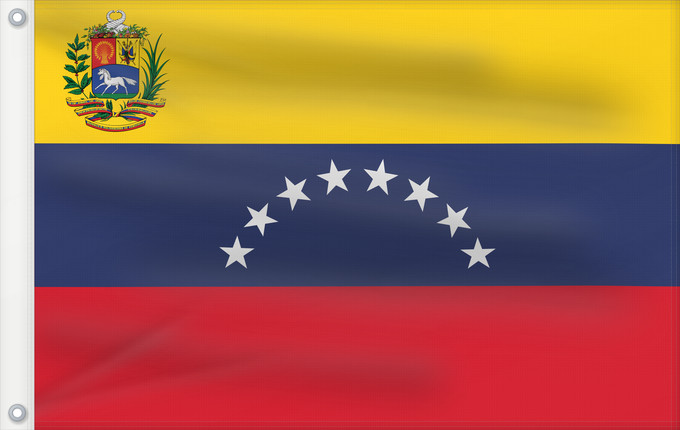 Drapeau, avec deux œillets métalliques et guindant renforcé : Venezuela Benezuela Winïxwila wiphala Veneçuela Venezuelo Venezuelako bandera Poyvi Venesuéla Winisuyla unanchan Venezuele