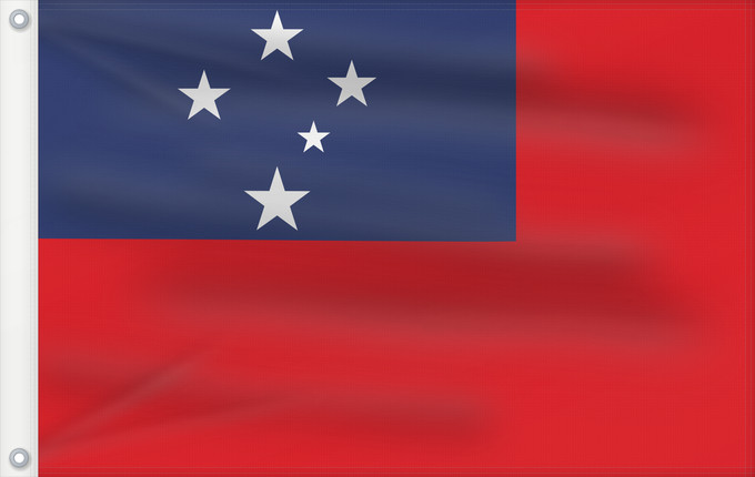 Drapeau, avec deux œillets métalliques et guindant renforcé : Samoa	Pīwari o Hāmoa	Samoe	Fu‘a o Sāmoa