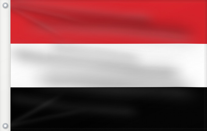 Flag, with two metal eyelets and reinforced hoist: Yemen	Yémen	Yemen. Proporciones 2 3	Jemen	ﻋﻠﻢ الجمهورية ﺍﻟﻴﻤنية	Jemeno	Флаг Йемена	Jemna