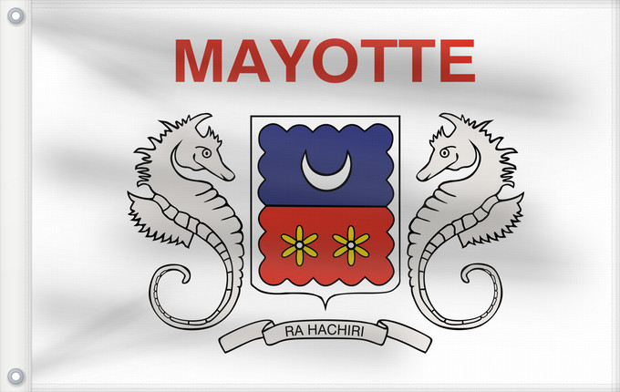 Flag, with two metal eyelets and reinforced hoist: Mayotte local Local, unofficial representative flag of Mayotte Mayotte Uso local