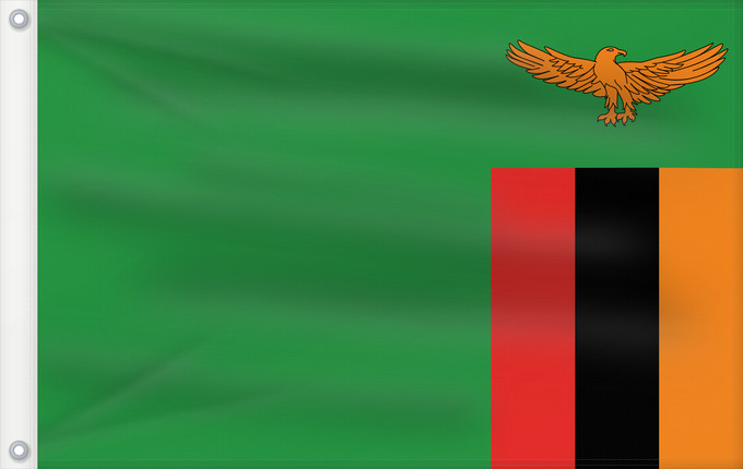 Drapeau, avec deux œillets métalliques et guindant renforcé : Zambia Zambie Sambia Zambio Saimbia Zambi Mbendera ya Zambia Флаг Замбии Zambije Mujeko ya Zambia Folaga la Zambia