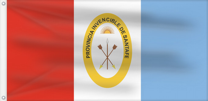 Drapeau, avec deux œillets métalliques et guindant renforcé : Provincia de Santa Fe Santa Fe province, Argentina province de Santa Fe Provincia de Santa Fe, Argentina Santa Fe (Provinz) Provincia di Santa Fe