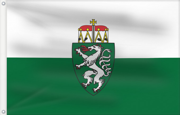 Bandera, con dos ojales metálicos y lado del asta reforzado: Styria	White-green. Colours of the state of Styria	Styrie	Estiria	Weiß-grün. Landesfarben der Steiermark	Stiria