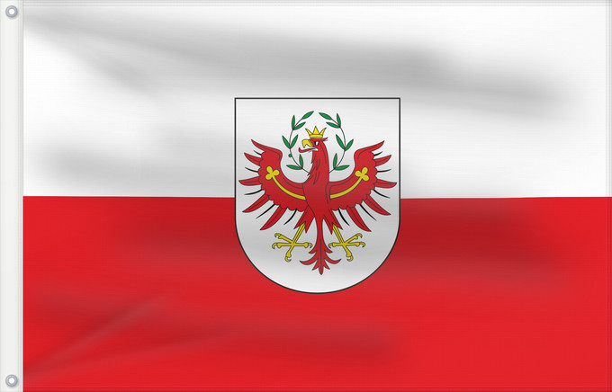 Flag, with two metal eyelets and reinforced hoist: Tirol White-red. Colours of the state of Tyrol Tyrol Weiß-rot. Landesfarben und Landesflagge von Tirol Tirolo