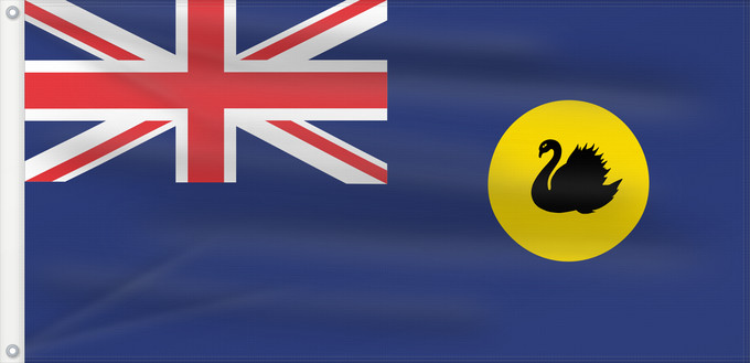 Drapeau, avec deux œillets métalliques et guindant renforcé : Western Australia	Australie-Occidentale	Australia Occidental	Westaustralien