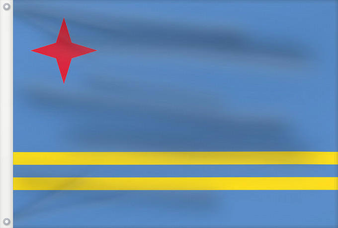 Bandera, con dos ojales metálicos y lado del asta reforzado: Aruba	Флаг Арубы