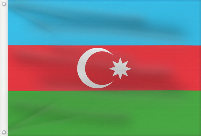 Flag, with two metal eyelets and reinforced hoist: Azerbaijan	L Azerbaïdjan	Azerbaiyán	Aserbaidschan	Dell Azerbaigian	Azerbeidzjan	Azerbejdżanu	Азербаиџьан абыраҟ	علم أذربيجان	Azərbaycan	Сцяг Азербайджана	Сьцяг Азэрбайджану	Azerbajĝano	Aserbaidžaani lipp	Azerbaidžanin	Azerbajdzsán	Ադրբեջանի դրոշը	აზერბაიჯ