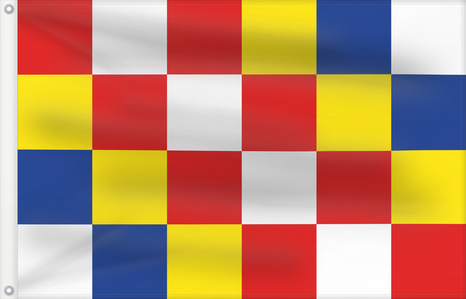 Bandera, con dos ojales metálicos y lado del asta reforzado: Antwerp	Anvers	Amberes	Antwerpen	Anversa