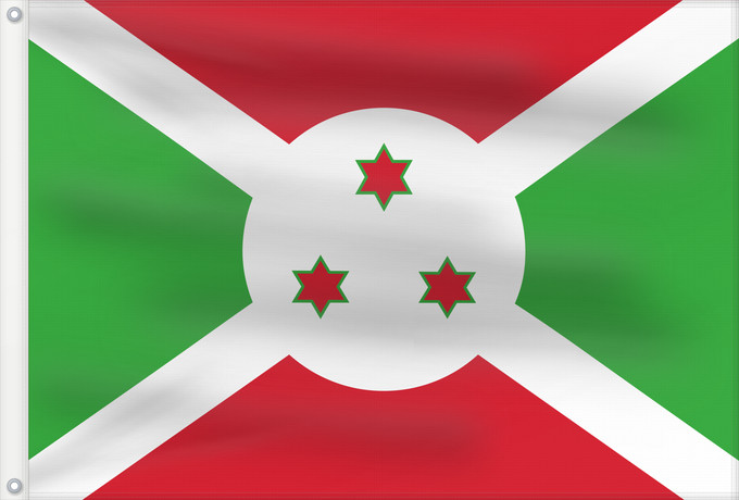 Bandera, con dos ojales metálicos y lado del asta reforzado: Burundi
