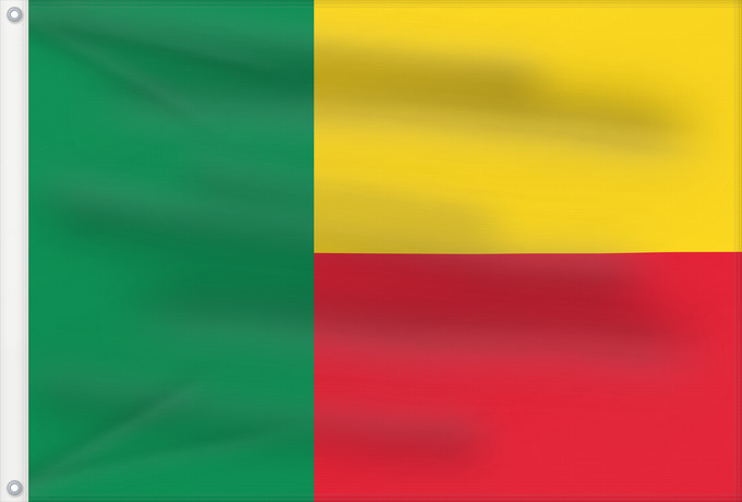Flag, with two metal eyelets and reinforced hoist: Benin Bénin Benín Benins علم بنين Banniel Benin Σημαία του Μπενίν Benino Beningo bandera پرچم بنین Beninin Fon Benɛɛtò sín asya Okoloto ndi Benin Benina Raaya bu Bene Àsìá ilẹ́ Bẹ̀nẹ̀