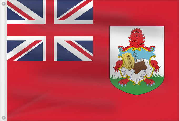 Flag, with two metal eyelets and reinforced hoist: Bermuda Bermudes Bermudas Bermudów Bermudas fana Brattagh ny Bermioodee Флаг Бермуд