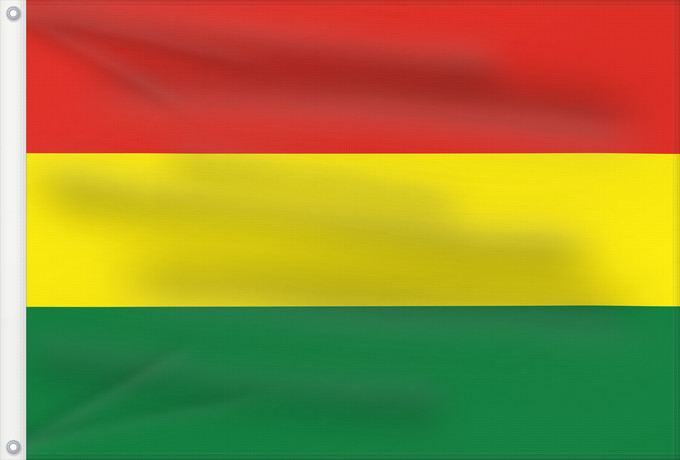 Flag, with two metal eyelets and reinforced hoist: Bolivia Bolivie Bolivien Bolivia Flag of Bolivia* country Template I18n/Republic of Bolivia used by Bolivia from 1851 until Present created by Government of Bolivia format 15 22 shape rectangular colours red