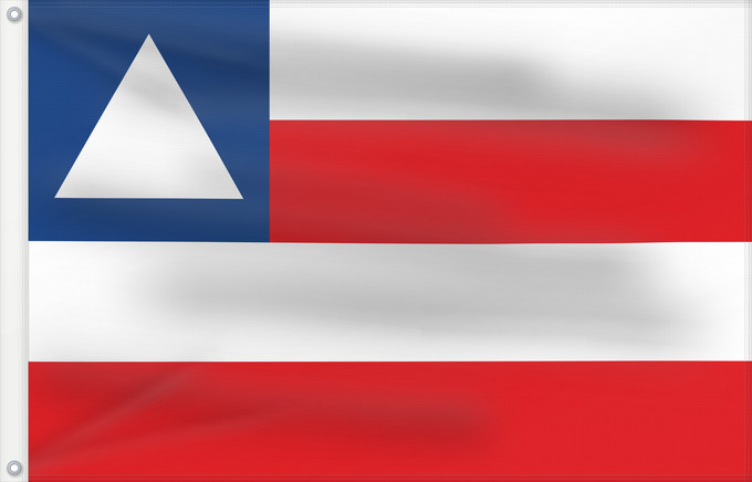 Flagge, mit zwei Metallösen und verstärktem Besatzband: Bahia	State of Bahia, Brazil	Bahía	Estado da Bahia, Brasil	Bahia osariigi lipp