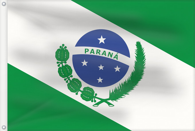 Bandera, con dos ojales metálicos y lado del asta reforzado: Paraná