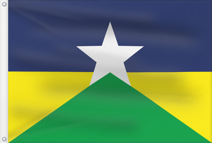 Bandera, con dos ojales metálicos y lado del asta reforzado: Rondônia