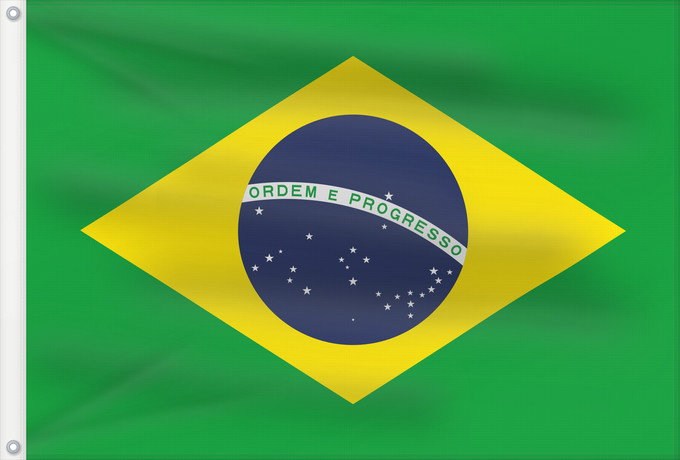 Drapeau, avec deux œillets métalliques et guindant renforcé : Brazil	Brésil	Brasil	Brasilien	Brasile