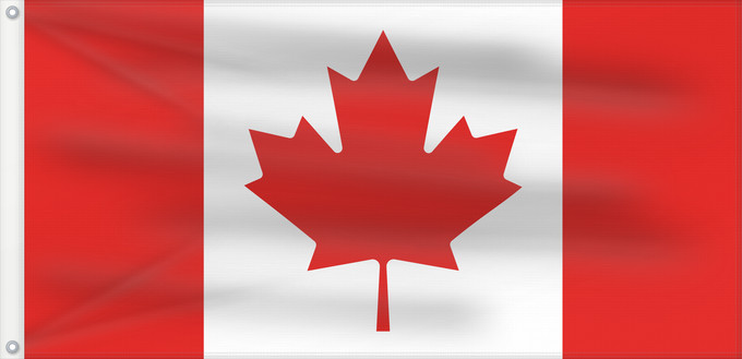 Drapeau, avec deux œillets métalliques et guindant renforcé : Canada	Canadá	Kanada