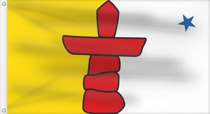 Bandera, con dos ojales metálicos y lado del asta reforzado: Nunavut Banniel tiriad Nunavut, Kanada ᓄᓇᕘᑉ ᓴᐃᒻᒪᑎ