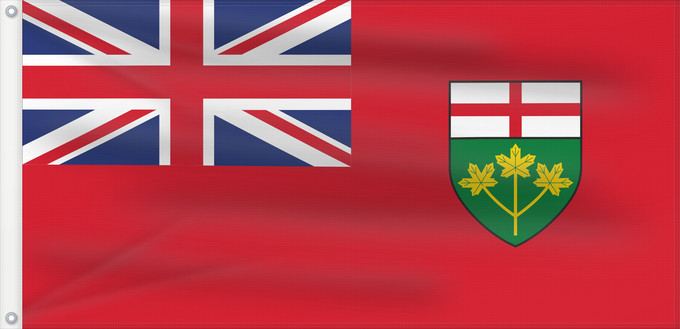 Drapeau, avec deux œillets métalliques et guindant renforcé : Ontario	L Ontario	Banniel proviñs Ontario, Kanada