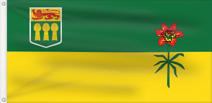 Drapeau, avec deux œillets métalliques et guindant renforcé : Saskatchewan	Banniel proviñs Saskatchewan, Kanada