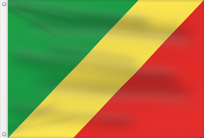 Flag, with two metal eyelets and reinforced hoist: Republic of the Congo	Congo	République du Congo	República del Congo	Republik Kongo	Repubblica del Congo	República do Congo	علم الكونغو	Banniel Republik Kongo	La Respubliko Kongo	Kongoar bandera	پرچم جمهوری کنگو	Dalapo ya Repubilika ya Kongo	Bɛndɛ́lɛ ya Re