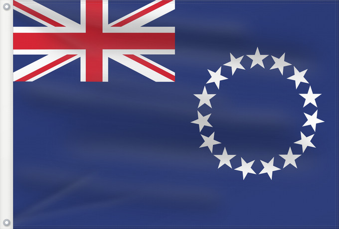 Bandera, con dos ojales metálicos y lado del asta reforzado: Cook Islands	Cook !Îles Cook	Islas Cook	Cookinseln