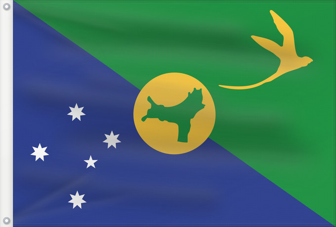 Bandera, con dos ojales metálicos y lado del asta reforzado: Christmas Island	Île Christmas	Isla de Navidad	Weihnachtsinsel	Isola di Natale