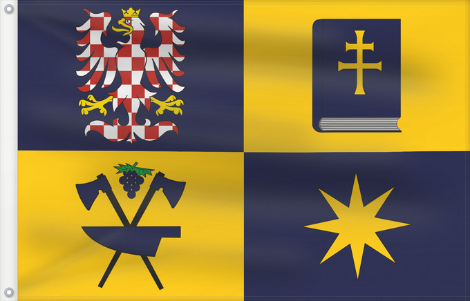 Bandera, con dos ojales metálicos y lado del asta reforzado: Zlin Region	Zlín Region	Région de Zlín	Región de Zlín	Region Zlín
