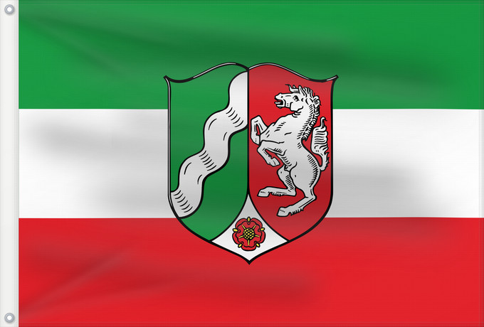 Bandera, con dos ojales metálicos y lado del asta reforzado: North Rhine-Westphalia	Civil flag of North Rhine-Westphalia	Rhénanie-du-Nord - Westphalie	Renania del Norte-Westfalia	Landesflagge Nordrhein-Westfalens	Renania settentrionale-Westfalia	Banniel Nordrhein-Westfalen