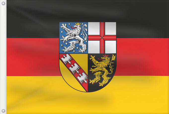 Bandera, con dos ojales metálicos y lado del asta reforzado: Saarland	Sarre
