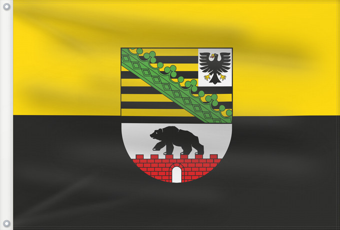 Bandera, con dos ojales metálicos y lado del asta reforzado: Saxony-Anhalt	Saxony-Anhalt 	Saxe-Anhalt	Sajonia-Anhalt	Sachsen-Anhalt	Sassonia-Anhalt