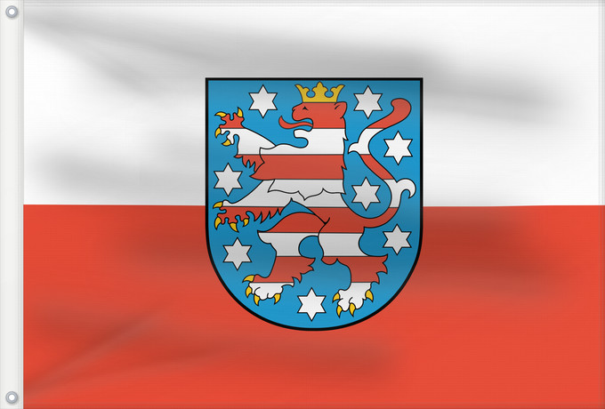 Bandera, con dos ojales metálicos y lado del asta reforzado: Thuringia	Thuringe	Turingia	Thüringen