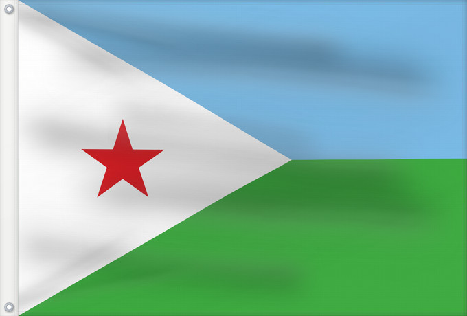 Flagge, mit zwei Metallösen und verstärktem Besatzband: Djibouti	Yibuti	Dschibuti	Gibuti	Vo Dschibuti	የጅቡቲ ሰንደቅ ዓላማ	علم جيبوتي	জিবুতির পতাকা	Banniel Djibouti	Džibutská vlajka	Ĝibutio	Djibutiko bandera	Djiboutin	Ala Cîbutî	Džibučio	Sainan i Dziboti	Jiboti	Džibutija	Jabuuti	Djiboutis	Jibuti