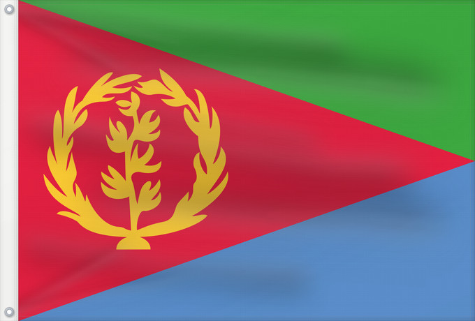 Drapeau, avec deux œillets métalliques et guindant renforcé : Eritrea L Érythrée Dell Eritrea የኤርትራ ባንደራ علم إريتريا Af Eritrea Eritreo پرچم اریتره דגל אריתריאה Alaabaa Eritrea Флаг Эритреи S Eritrea Eritreje Eratareya Eritreas ባንደራ ኤርትራ
